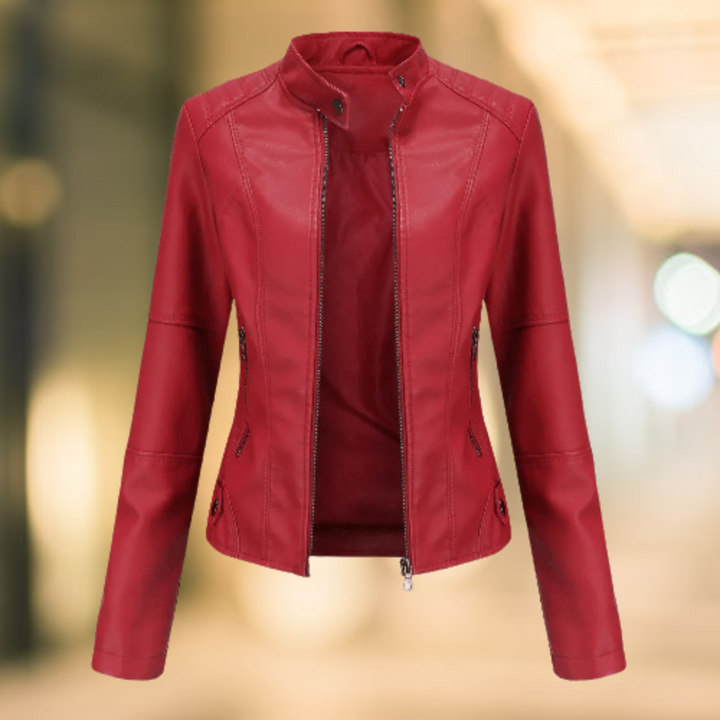Elegant and stylish leather jacket with collar