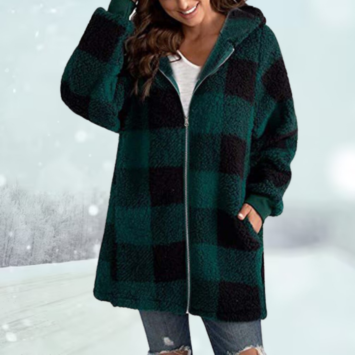 Cozy in check jacket winter with hood