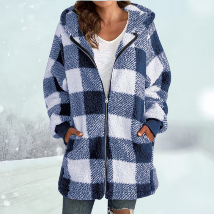 Cozy in check jacket winter with hood