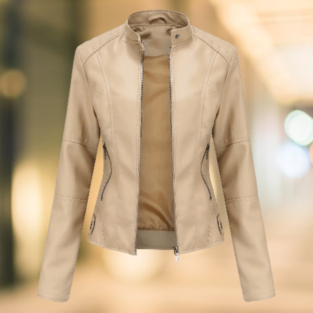 Elegant and stylish leather jacket with collar