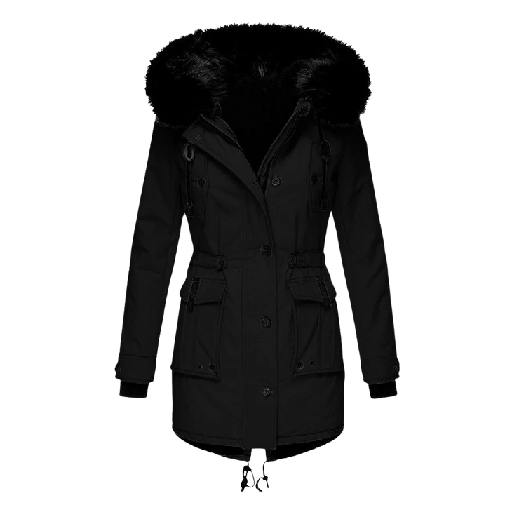 winter coat with long sleeves with hood