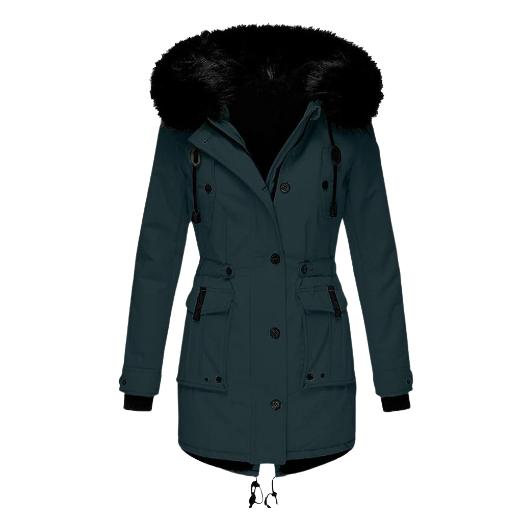 winter coat with long sleeves with hood
