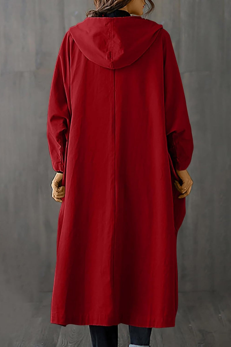 Oversized windbreaker in Burgundy