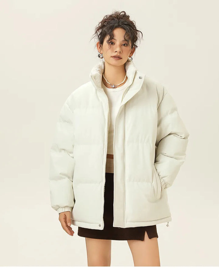 Loose jacket with stand collar with Thick warm cotton Fabric