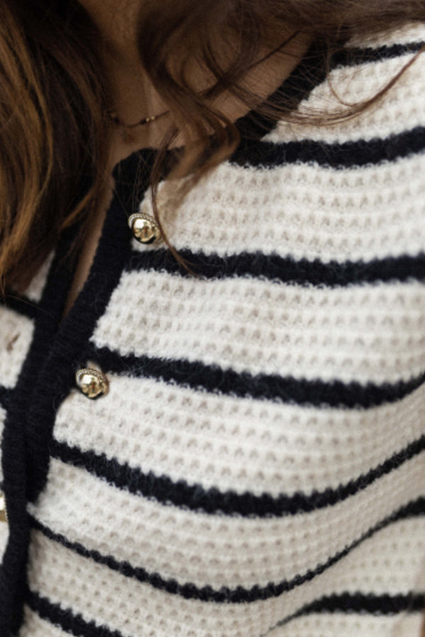 IN stripes Round Necklwe jacket