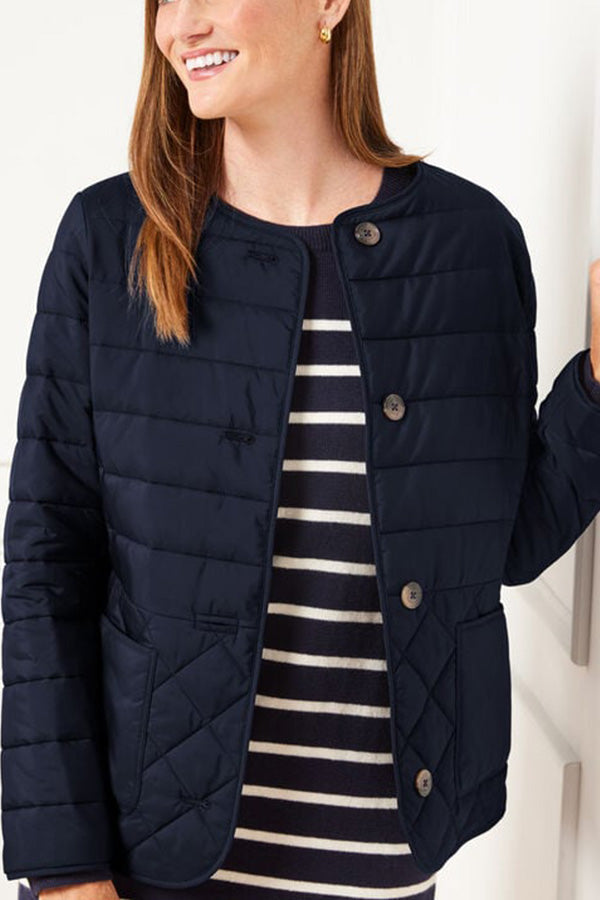Collarless jacket