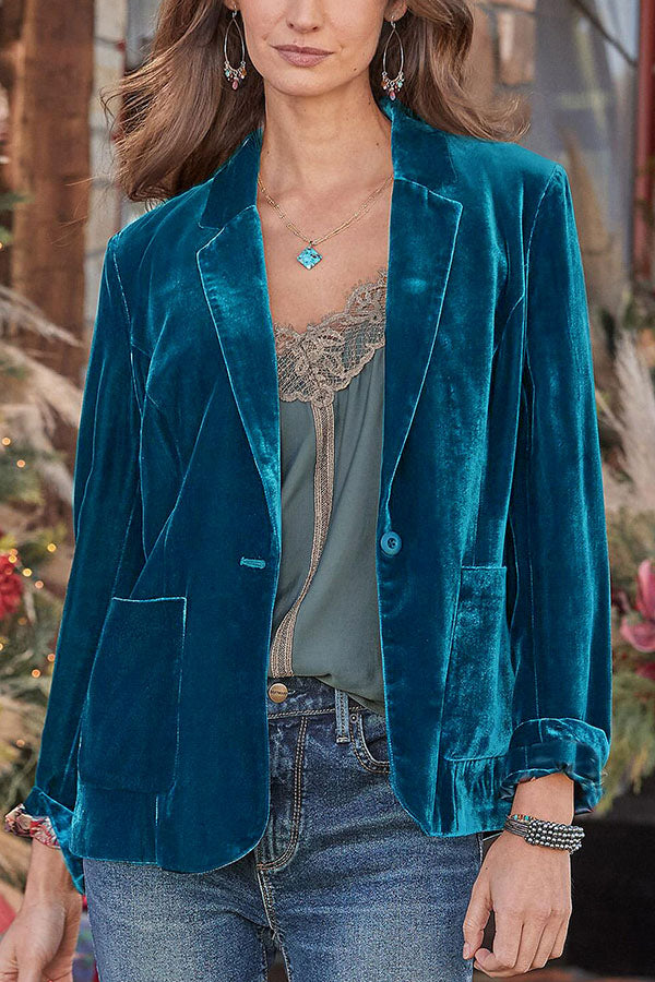 Velvet shorter Top Small blazer