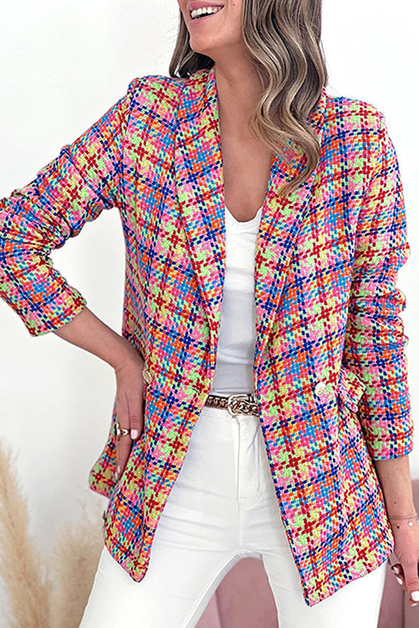 Arm pockets Prwted Double button casual jacket