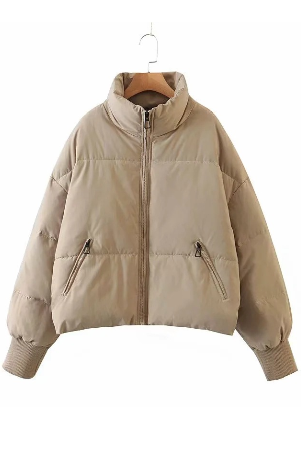 | Collar Zip Pocket Thick Warm Cotton Jacket