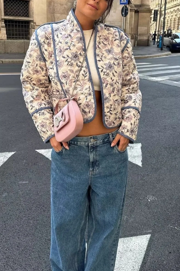 Collar Reversible Puffer jacket in shorter dlam
