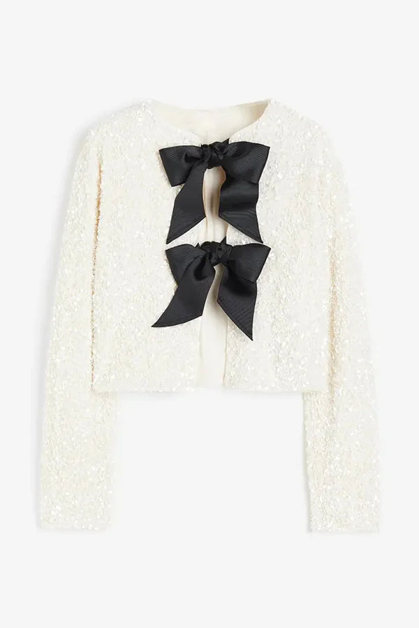 Options to Celebrate, Tie front Bow Sequw jacket