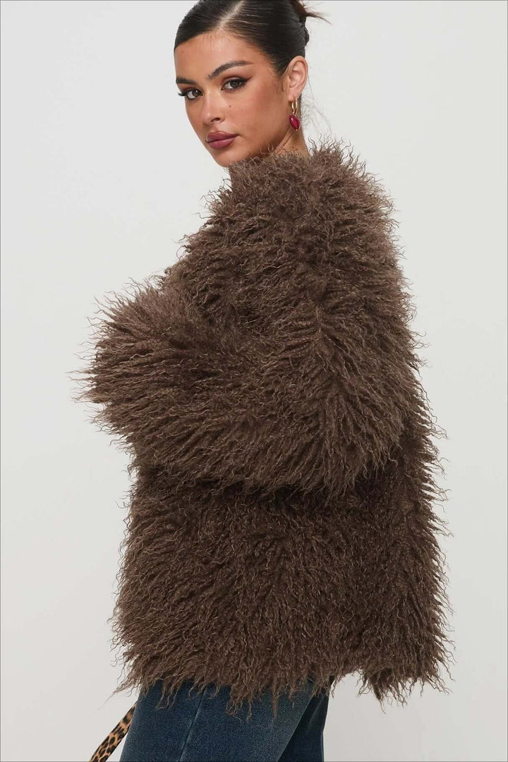 Fluffy Brown faux Fur oversized jacket