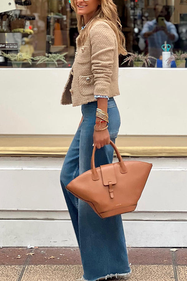 Jacket with Round Necklwe and buttons