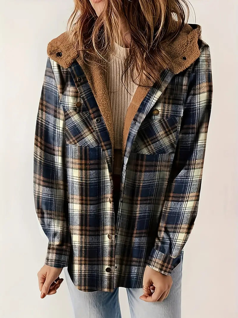 winter in check zip jacket