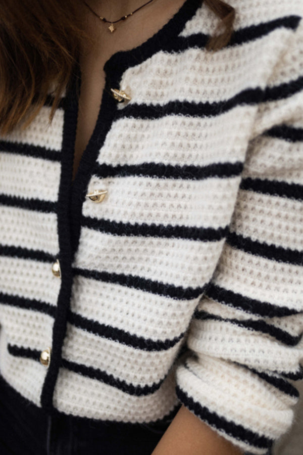 IN stripes Round Necklwe jacket