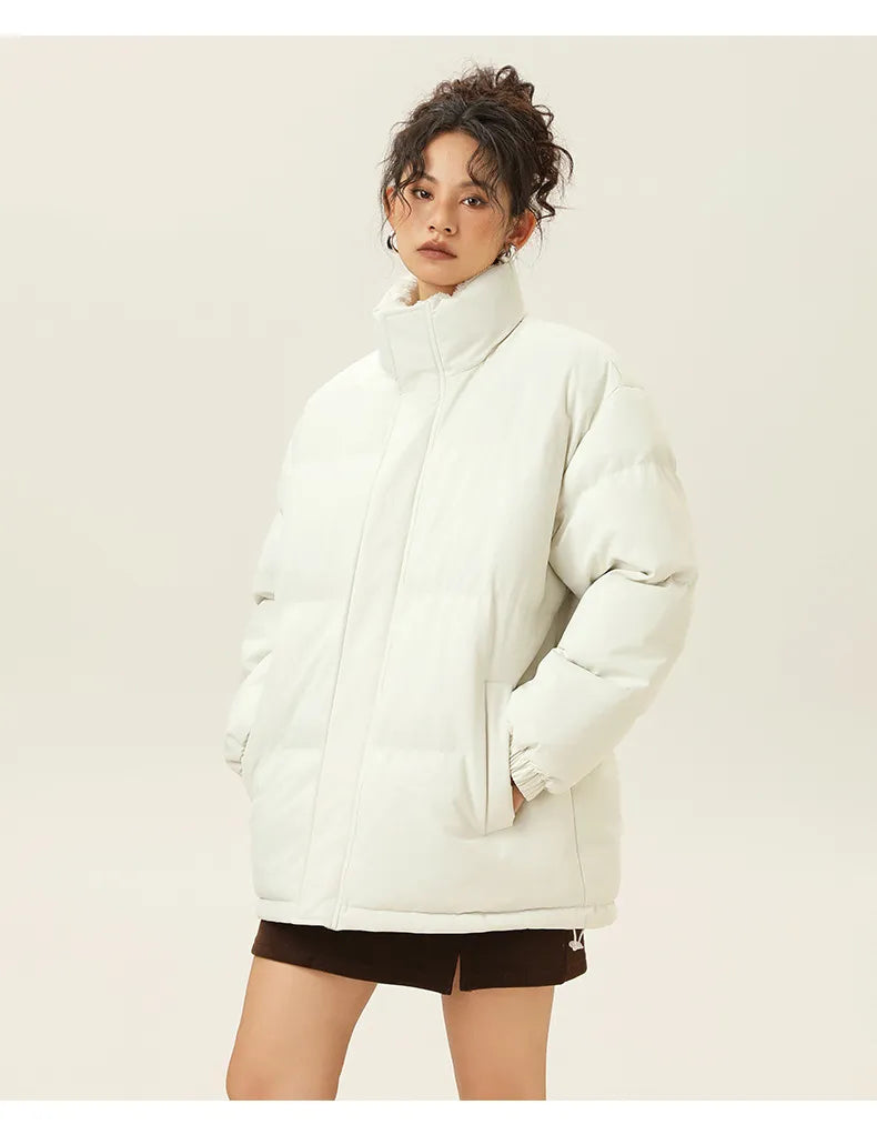 Loose jacket with stand collar with Thick warm cotton Fabric