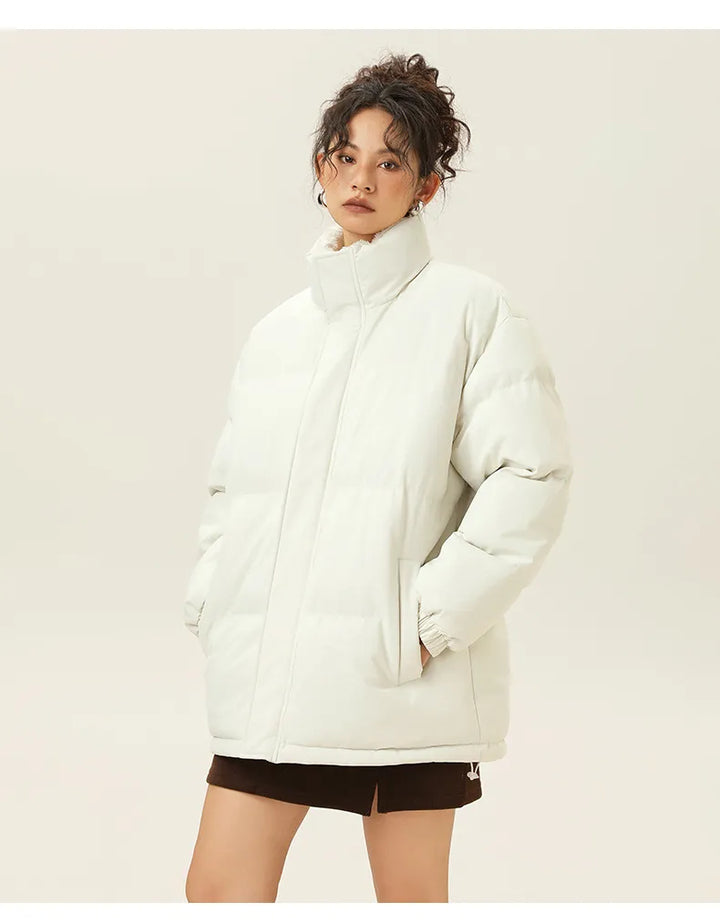 Loose jacket with stand collar with Thick warm cotton Fabric