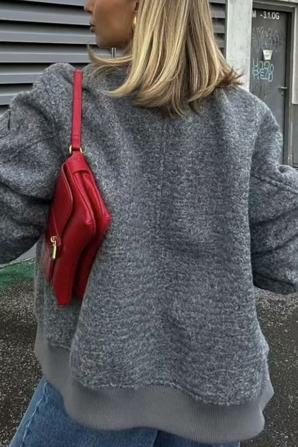 Collarless long sleeve ribbed Flekka jacket