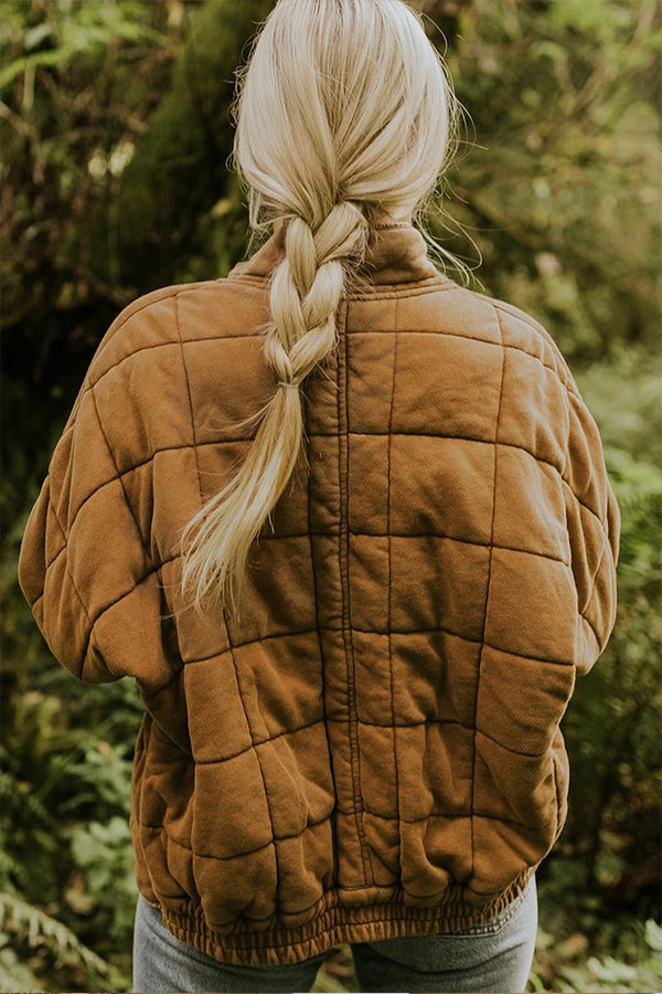 Attached pocket quilted jacket Crop