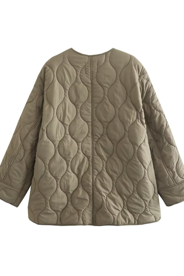 color Loose Round Neck padded jacket