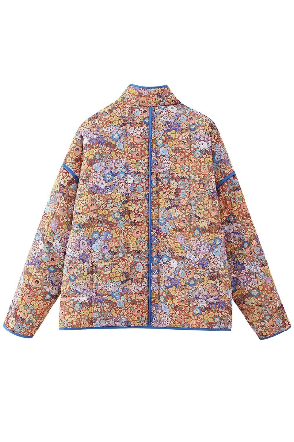 Colorblock Large Bag collar quilted jacket with cotton