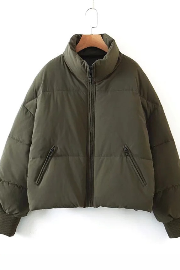 | Collar Zip Pocket Thick Warm Cotton Jacket