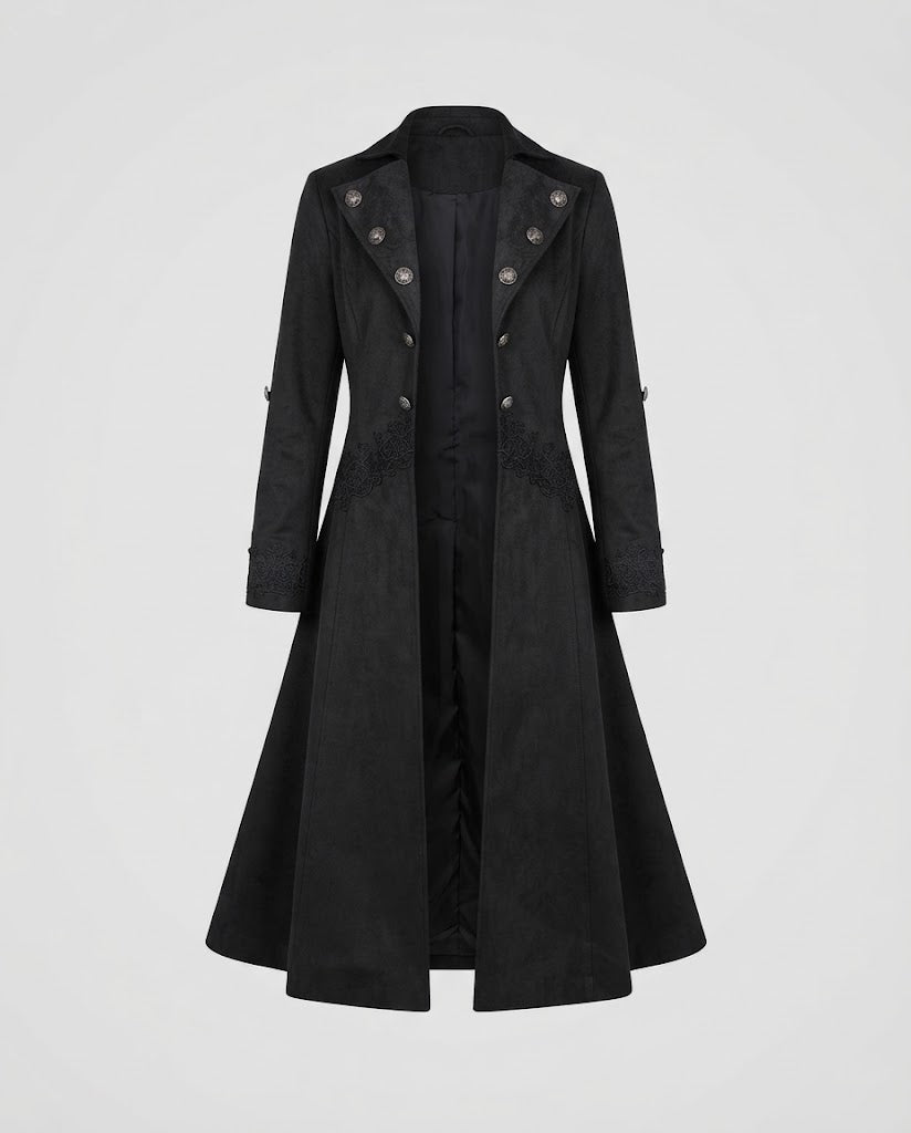 Women’s Velvet Jacket with Asymmetric Hem and Lace Trim