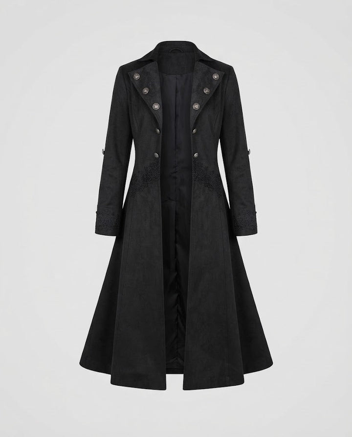 Women’s Velvet Jacket with Asymmetric Hem and Lace Trim
