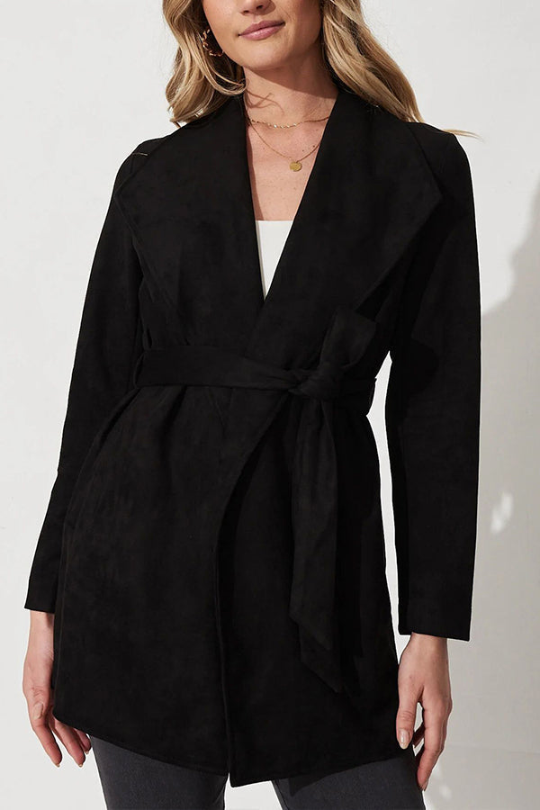 color suit cardigan Large Lapel suede long sleeve jacket