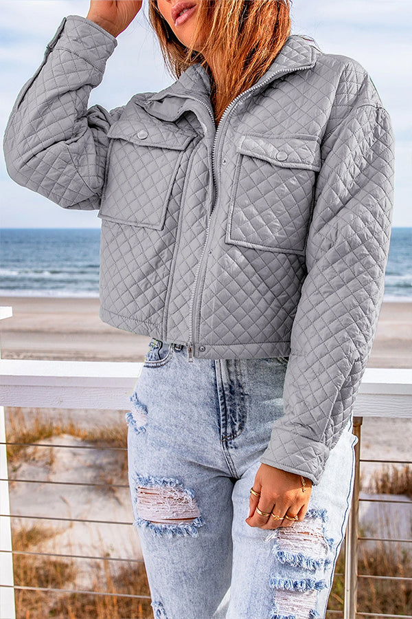 Quilted jacket with pockets and zip