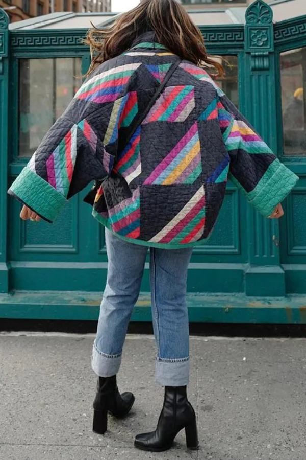 Prwted Patchwork cotton jacket