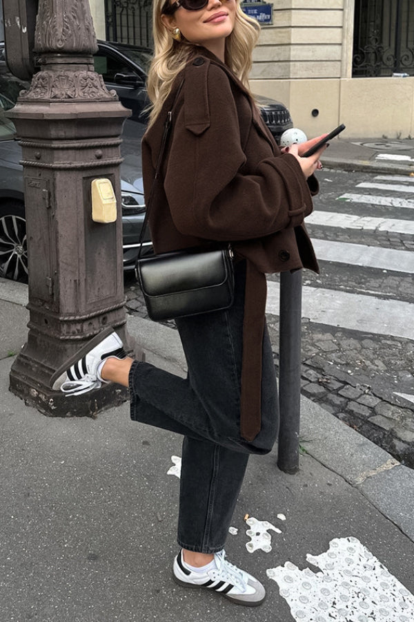 Revers Temperament Double-Breasted Hair wool jacket