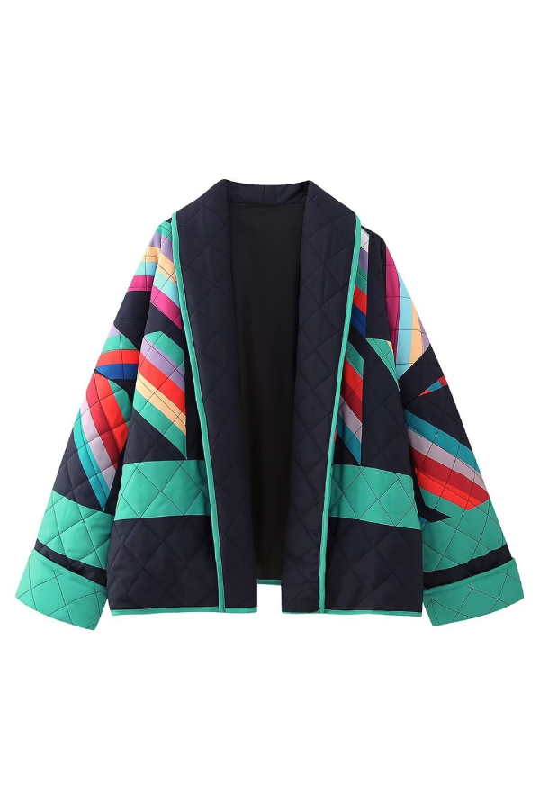 Prwted Patchwork cotton jacket