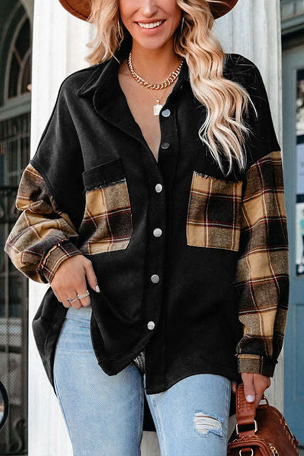 Patchwork pockets for chest oversized jacket