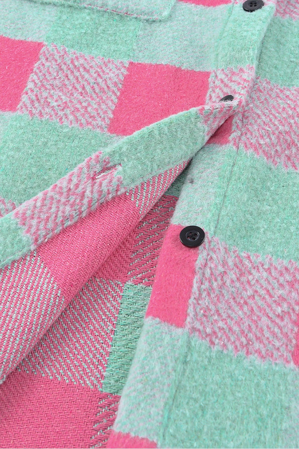 Check color Block casual oversized jacket