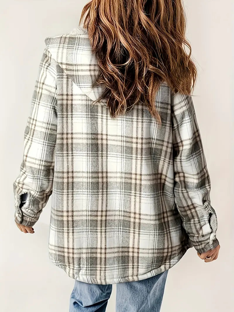 winter in check zip jacket