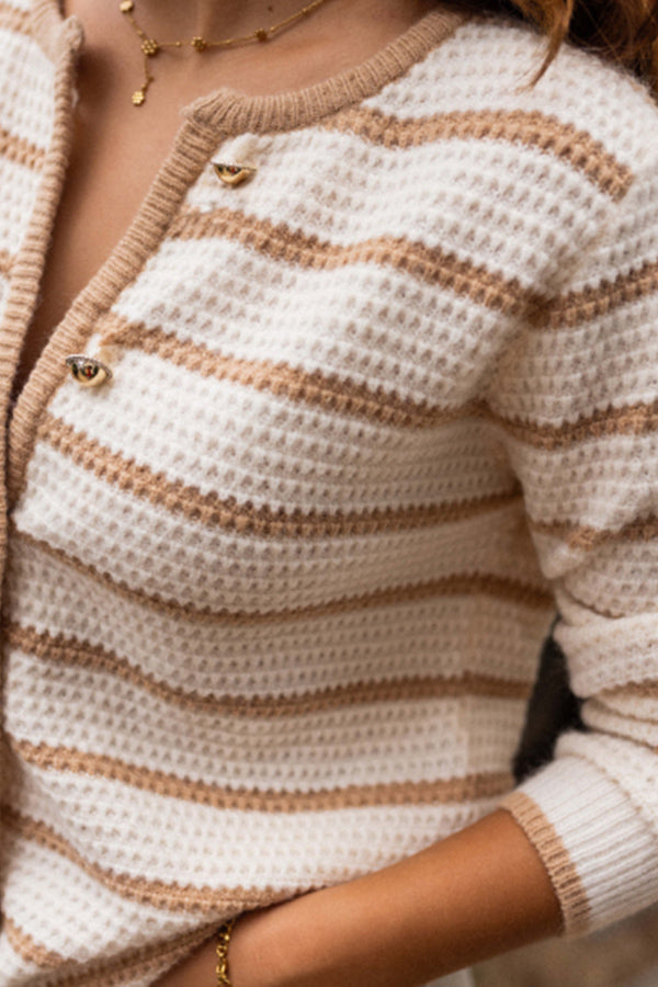 IN stripes Round Necklwe jacket
