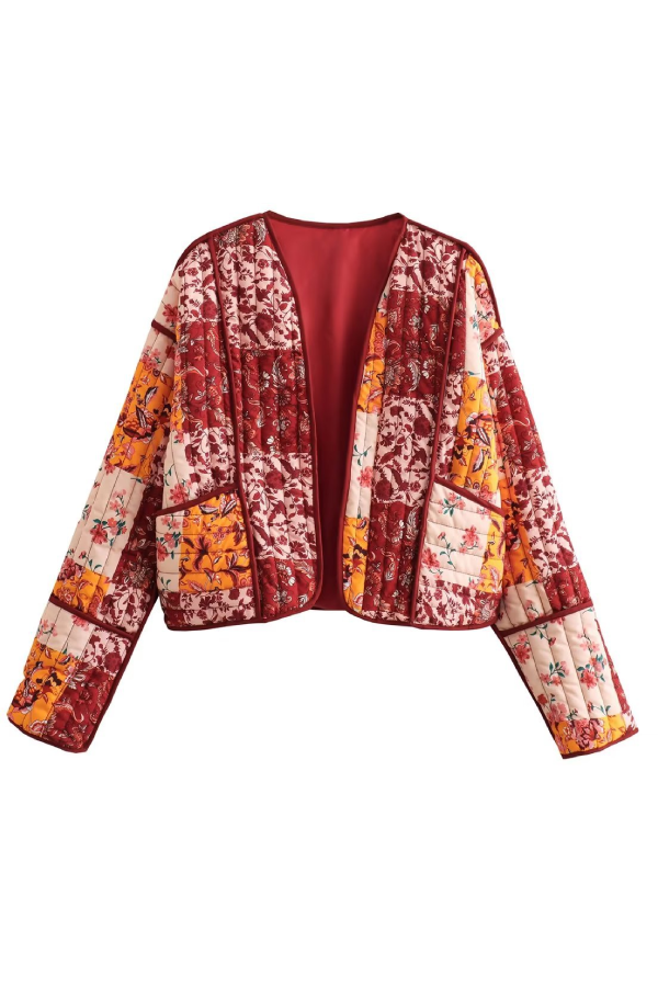 Casual short cardigan quilted cotton jacket