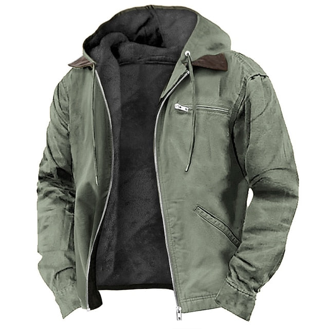 functional water-resistant outdoor winter parka jacket with hood polyester