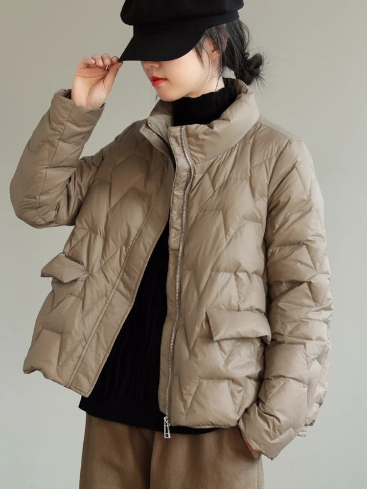 Ultralight padded Down jacket with stand collar for women