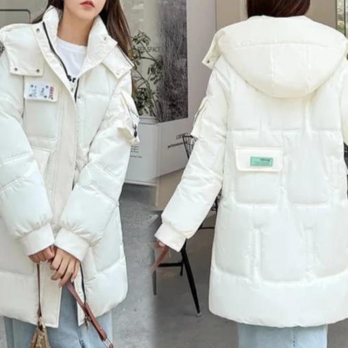 winter parka padded long Blue jacket with practical pockets