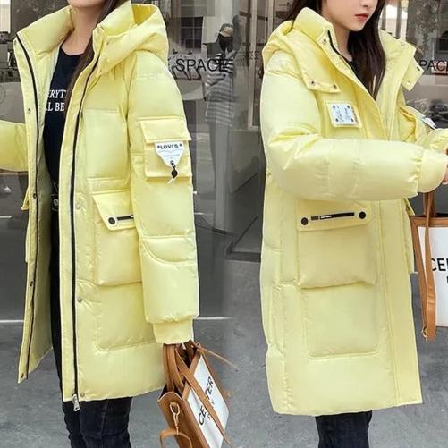 winter parka padded long Blue jacket with practical pockets