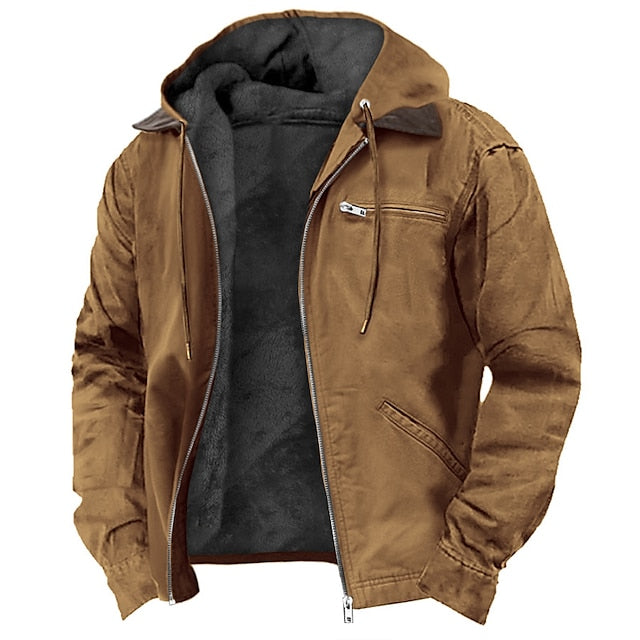 functional water-resistant outdoor winter parka jacket with hood polyester